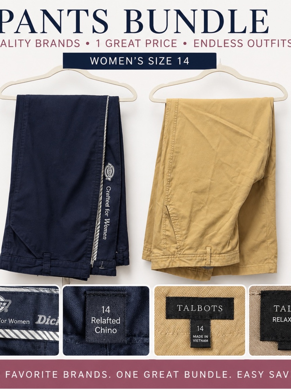 Dickies Navy and Khaki Work Trousers Women
